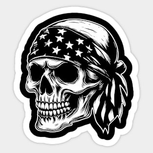 American Skull Horror Stars and Stripes Bandana Flag Sticker